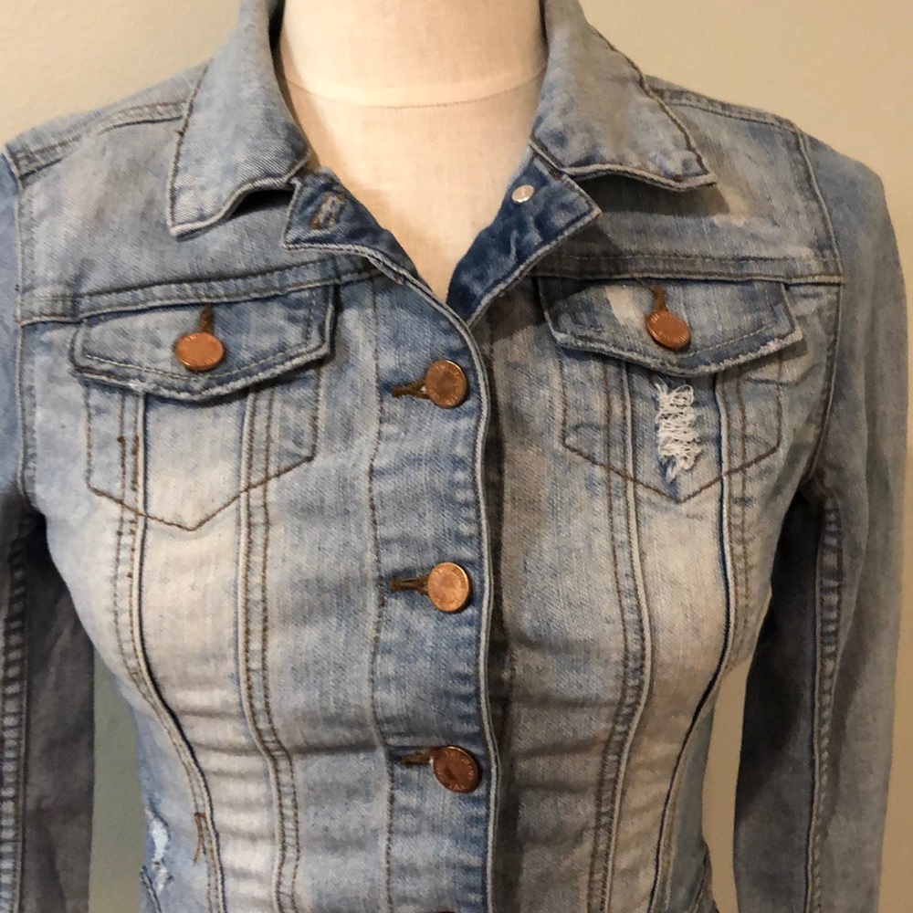SOLD YMI distressed jean jacket - Picture 3 of 10